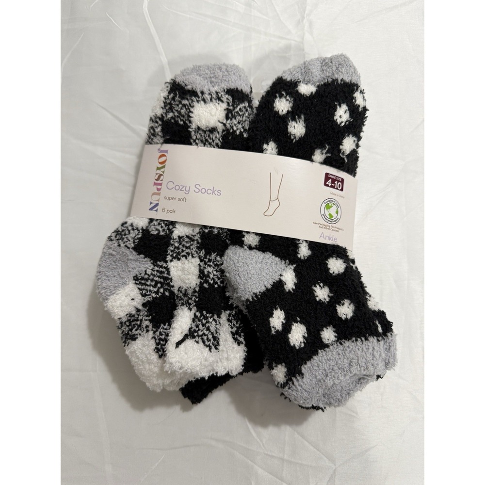 NWT Joyspun Women's Cozy Ankle Socks, 6-Pack,Size‎ 4-10